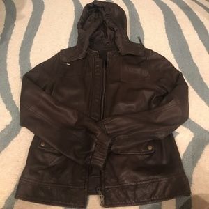 $668 JOIE 100% Brown Lamb Leather Bomber Jacket S